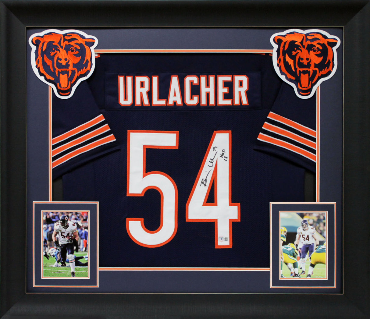 Brian Urlacher "HOF 18" Signed Navy Blue Pro Style Framed Jersey BAS