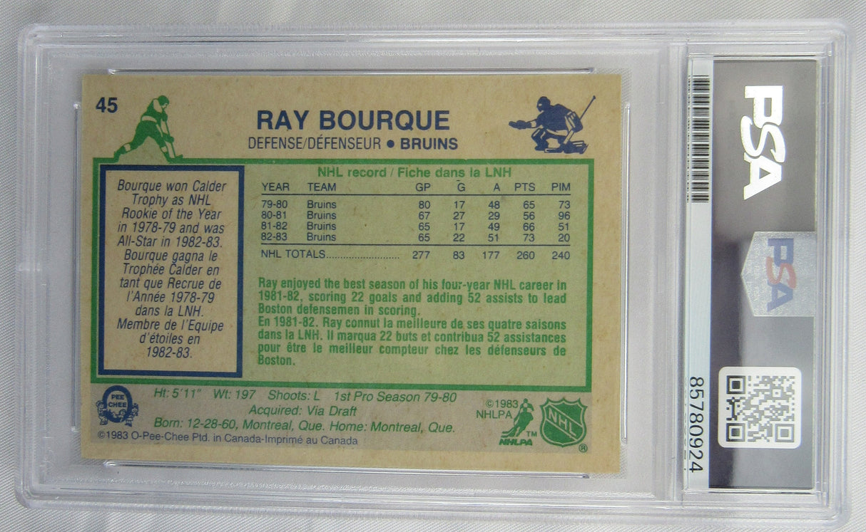 1983 O-Pee-Chee Ray Bourque Signed Auto PSA/DNA Encapsulated Hockey Card