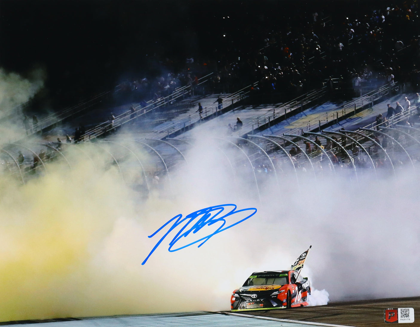Martin Truex Jr. 2017 NASCAR Champion Signed Bass Pro Shops 11x14 Burnout Photo (COA)