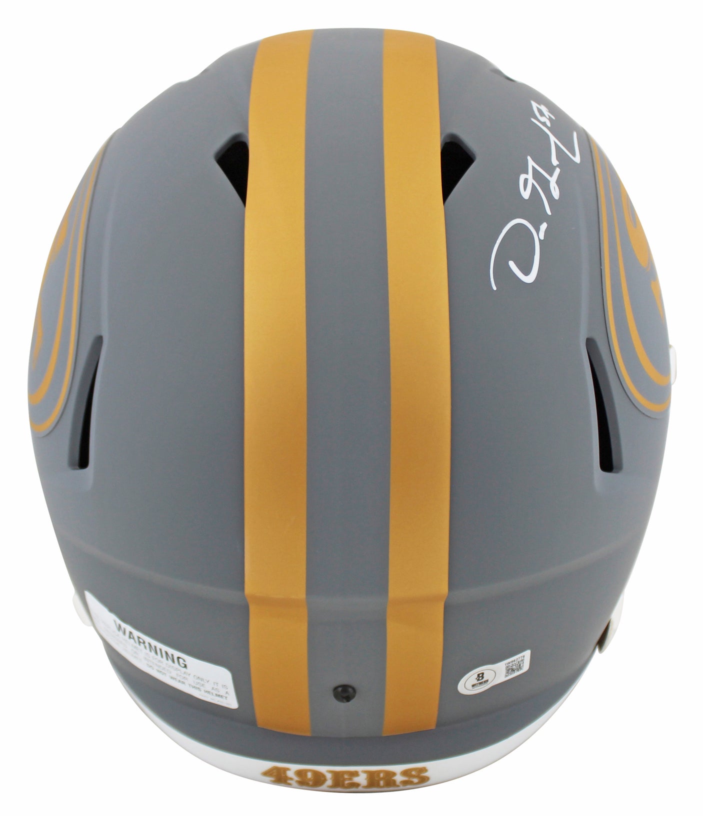 49ers Dre Greenlaw Signed Slate Full Size Speed Rep Helmet W/ Case BAS Witnessed