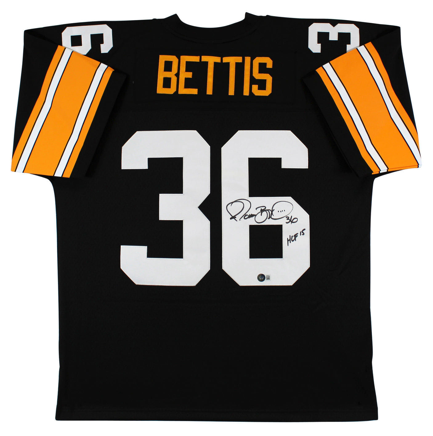 Steelers Jerome Bettis "HOF 15" Signed Black M&N 1996 TB Jersey BAS Witnessed