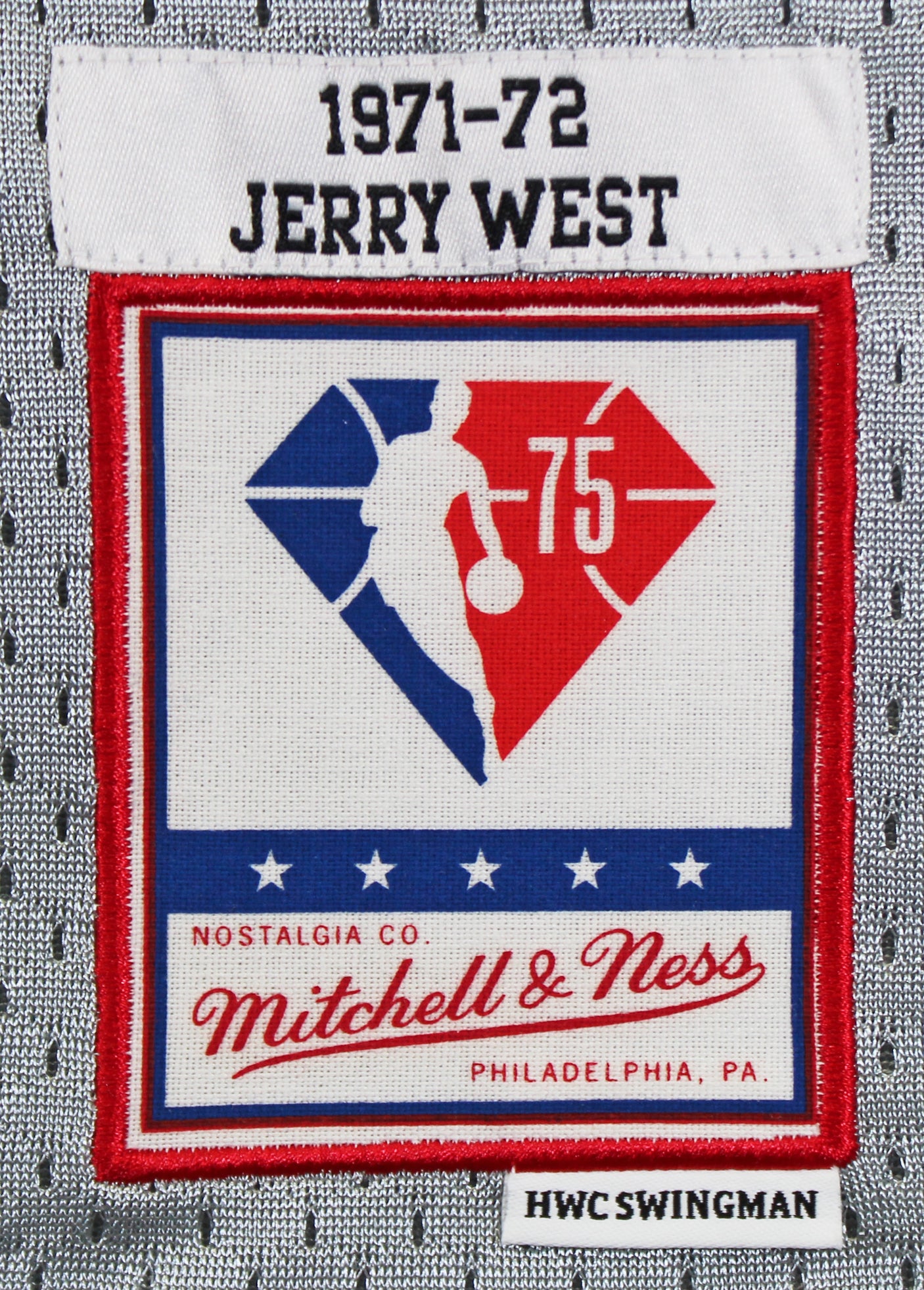 Jerry West Grey 75th Anniversary Mitchell & Ness HWC Swingman Jersey Un-signed