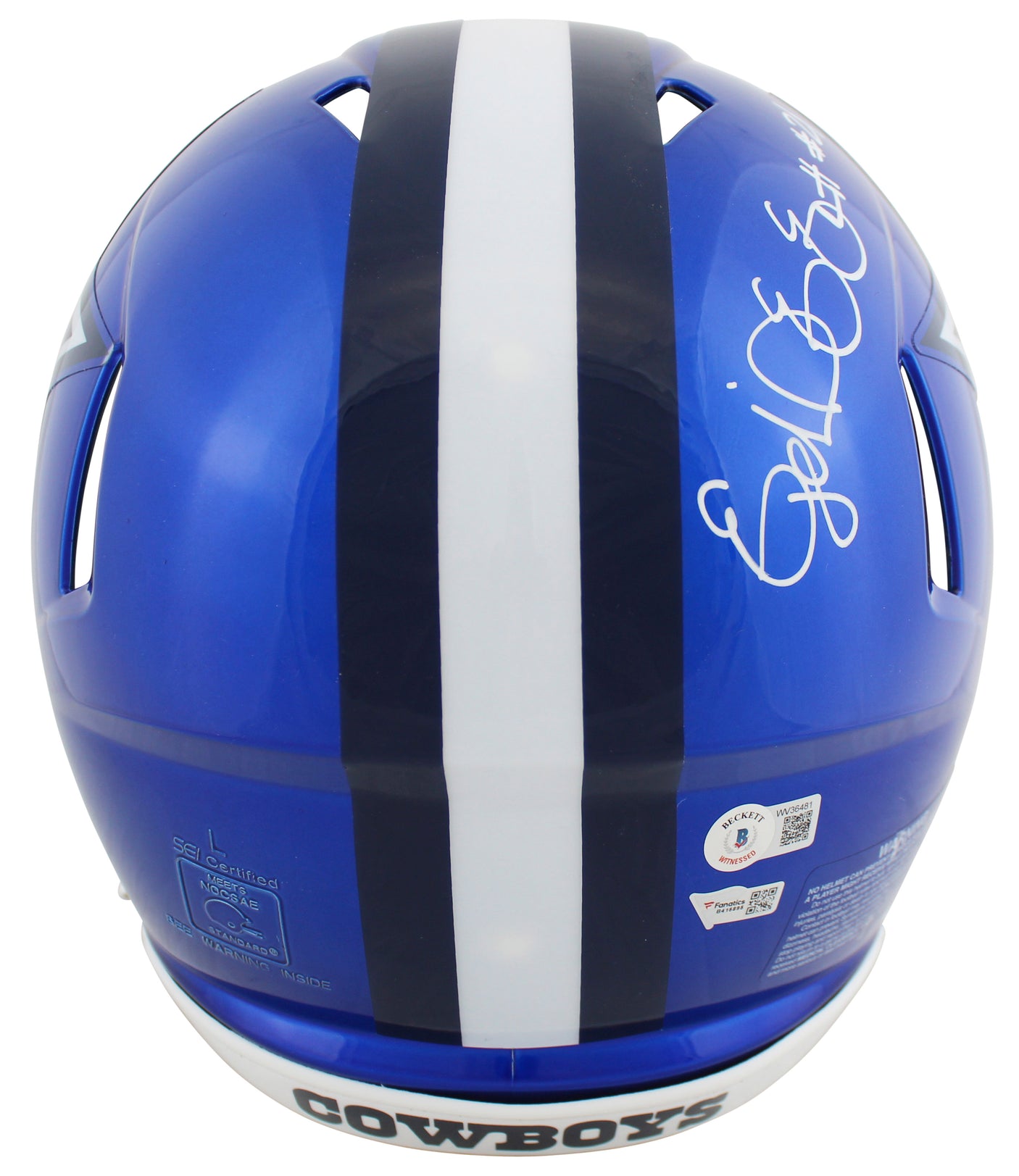 Cowboys (3) Prescott, Elliott, Lamb Signed Flash F/S Speed Proline Helmet BAS W