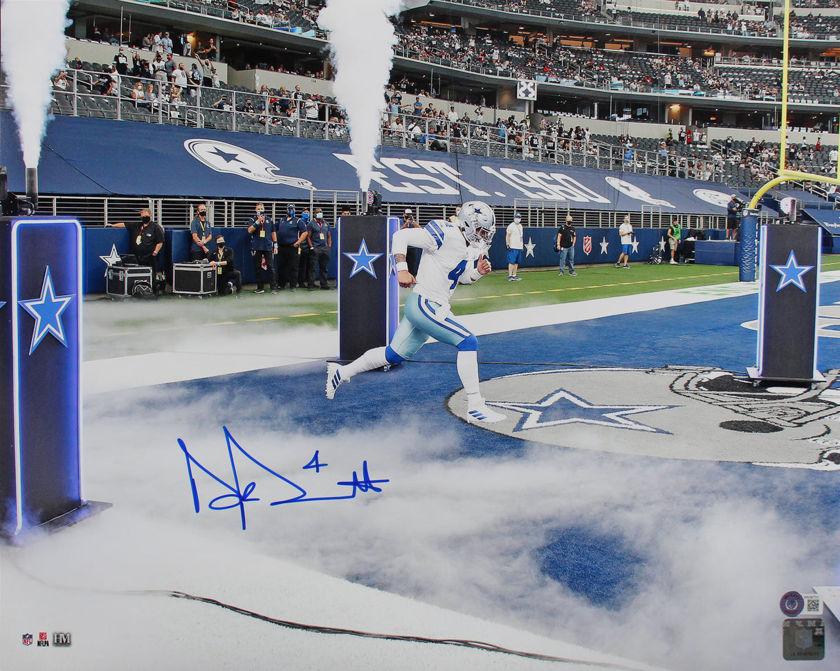 Cowboys Dak Prescott Authentic Signed 16x20 Horizontal Photo BAS Witnessed