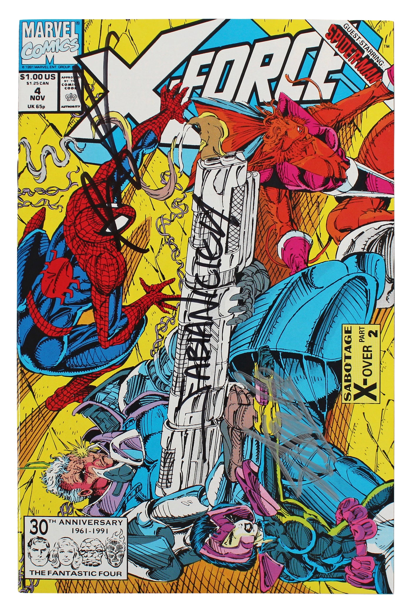 (3) Stan Lee, Liefeld & Nicieza Authentic Signed X-Force #4 Comic JSA #XX05172