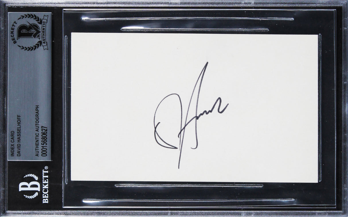 David Hasselhoff Knight Rider Authentic Signed 3x5 Index Card BAS Slabbed