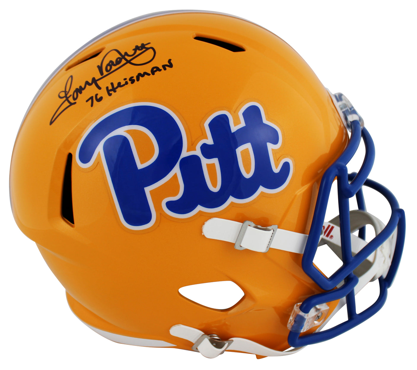 Pittsburgh Tony Dorsett "76 Heisman" Signed Yellow F/S Speed Rep Helmet BAS Wit