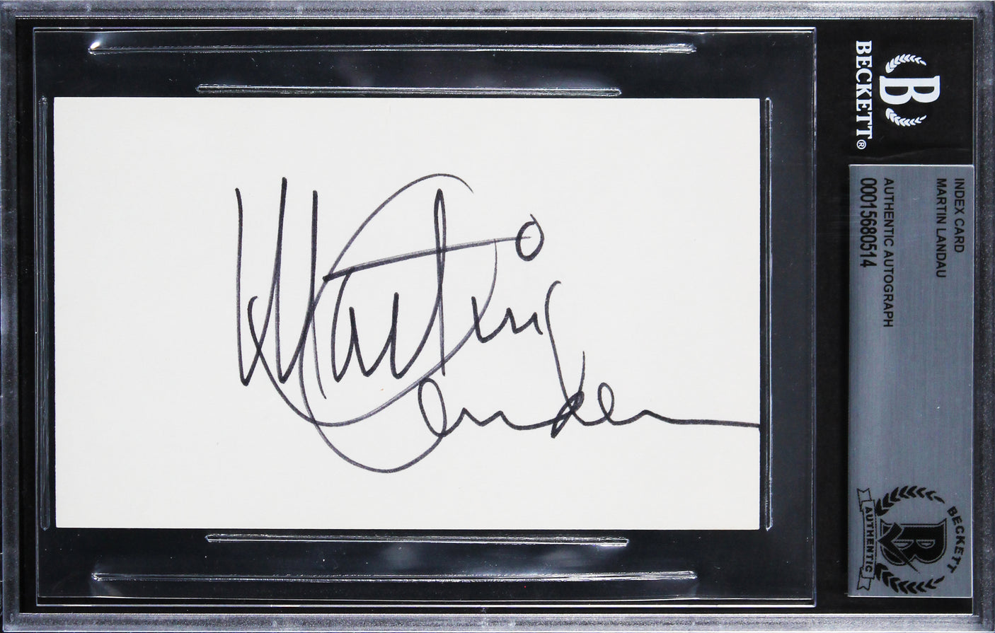 Martin Landau Mission: Impossible Authentic Signed 3x5 Index Card BAS Slabbed