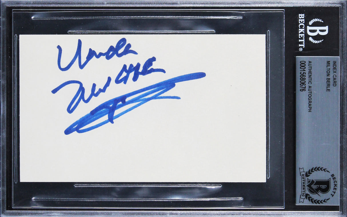 Milton Berle It's a Mad, Mad, Mad, Mad World Signed 3x5 Index Card BAS Slabbed 2