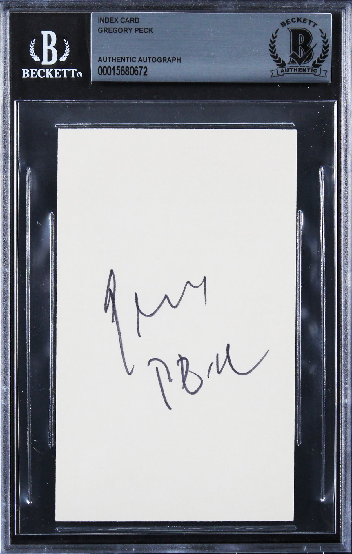 Gregory Peck To Kill a Mockingbird Authentic Signed 3x5 Index Card BAS Slabbed