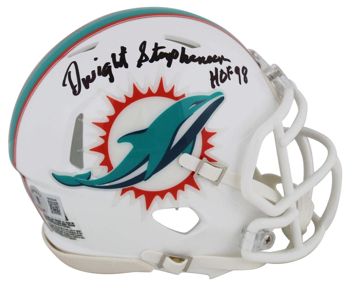 Dolphins Dwight Stephenson "HOF 98" Signed Speed Mini Helmet BAS Witnessed