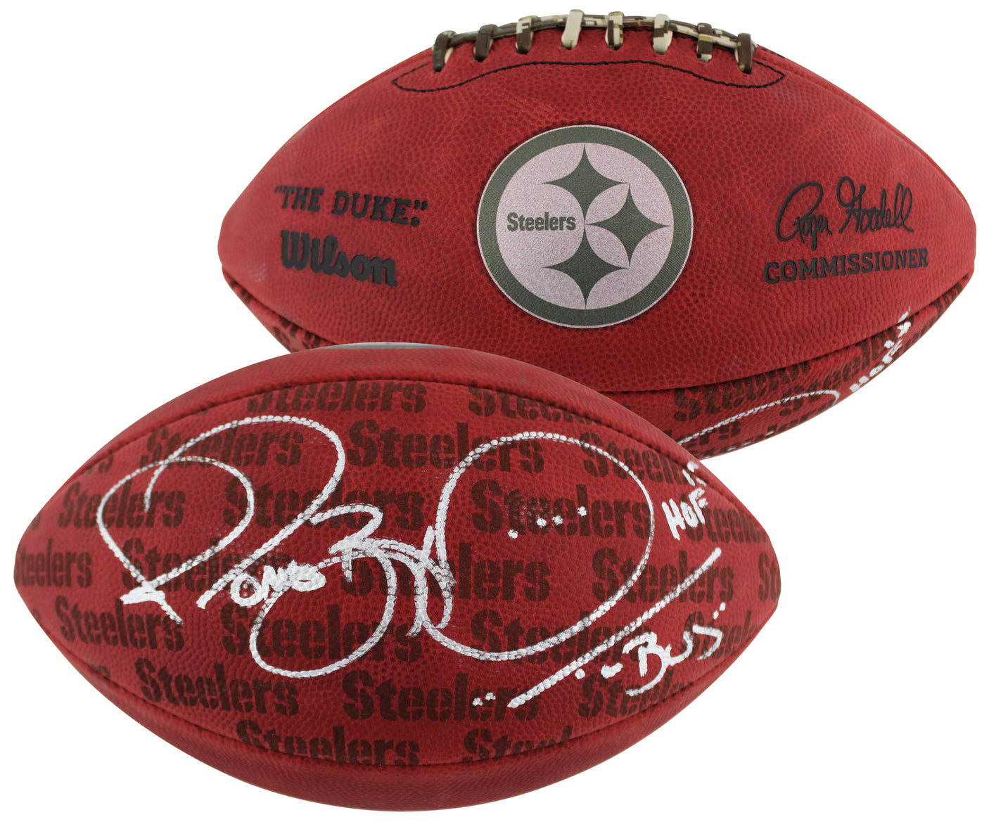 Steelers Jerome Bettis "2x Insc" Signed The Duke Team Showcase Nfl Football BAS