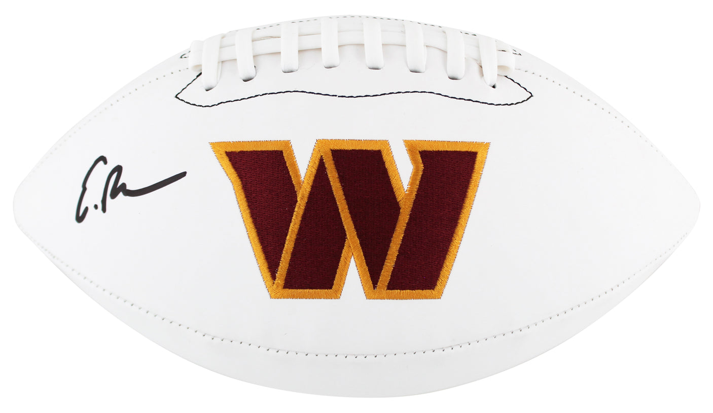 Commanders Emmanuel Forbes Signed Wilson White Panel Logo Football BAS Witnessed