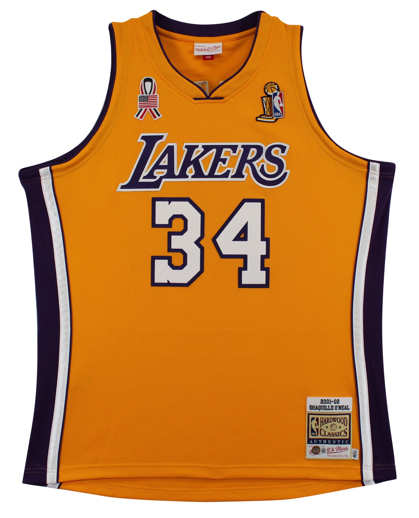 Shaquille O'Neal "4x Insc" Signed Yellow 00-02 M&N HWC Authentic Jersey BAS Wit