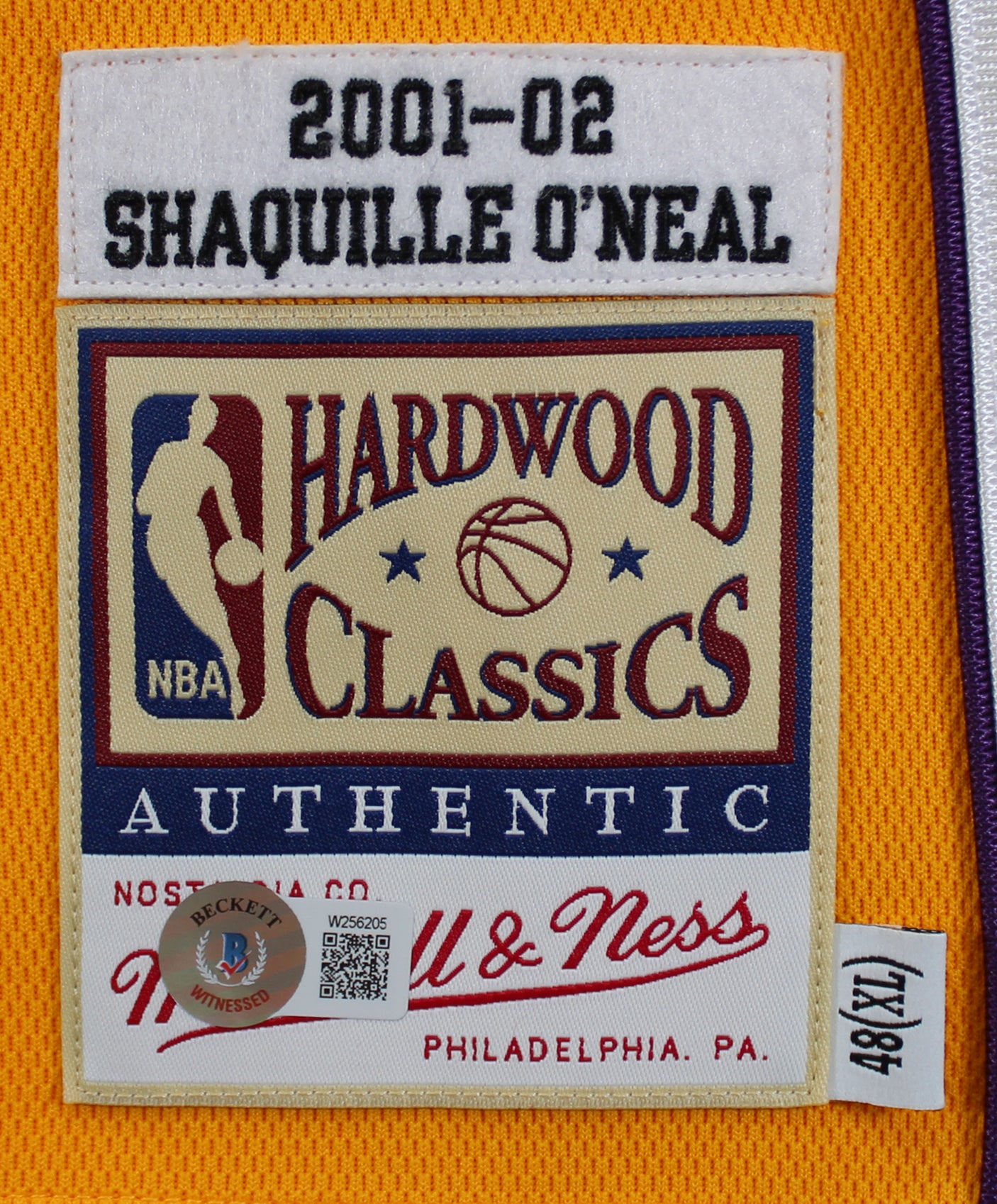Shaquille O'Neal "4x Insc" Signed Yellow 00-02 M&N HWC Authentic Jersey BAS Wit