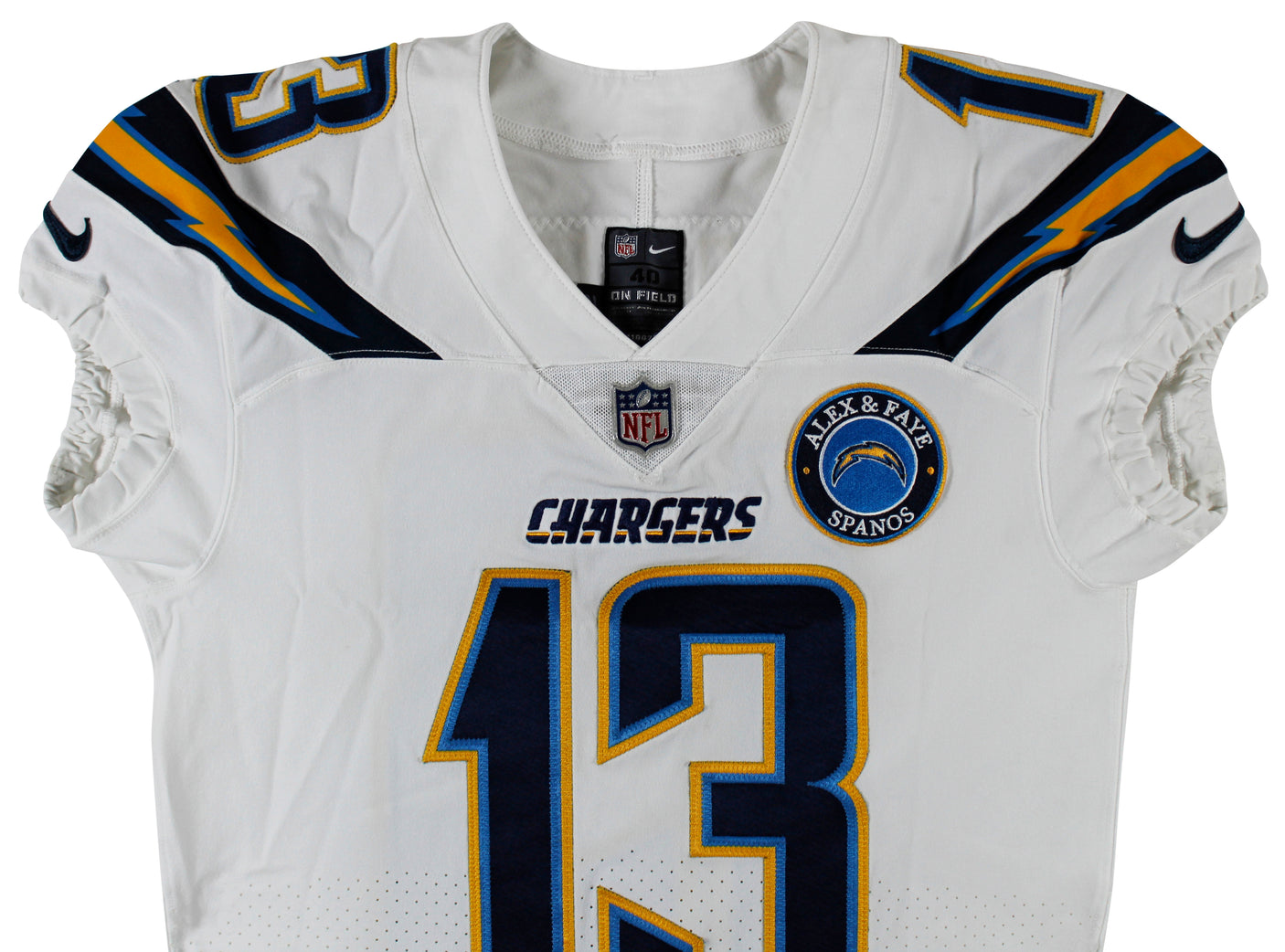 Chargers Keenan Allen Signed & Photomatched 2018 Game Used White Nike Jersey BAS