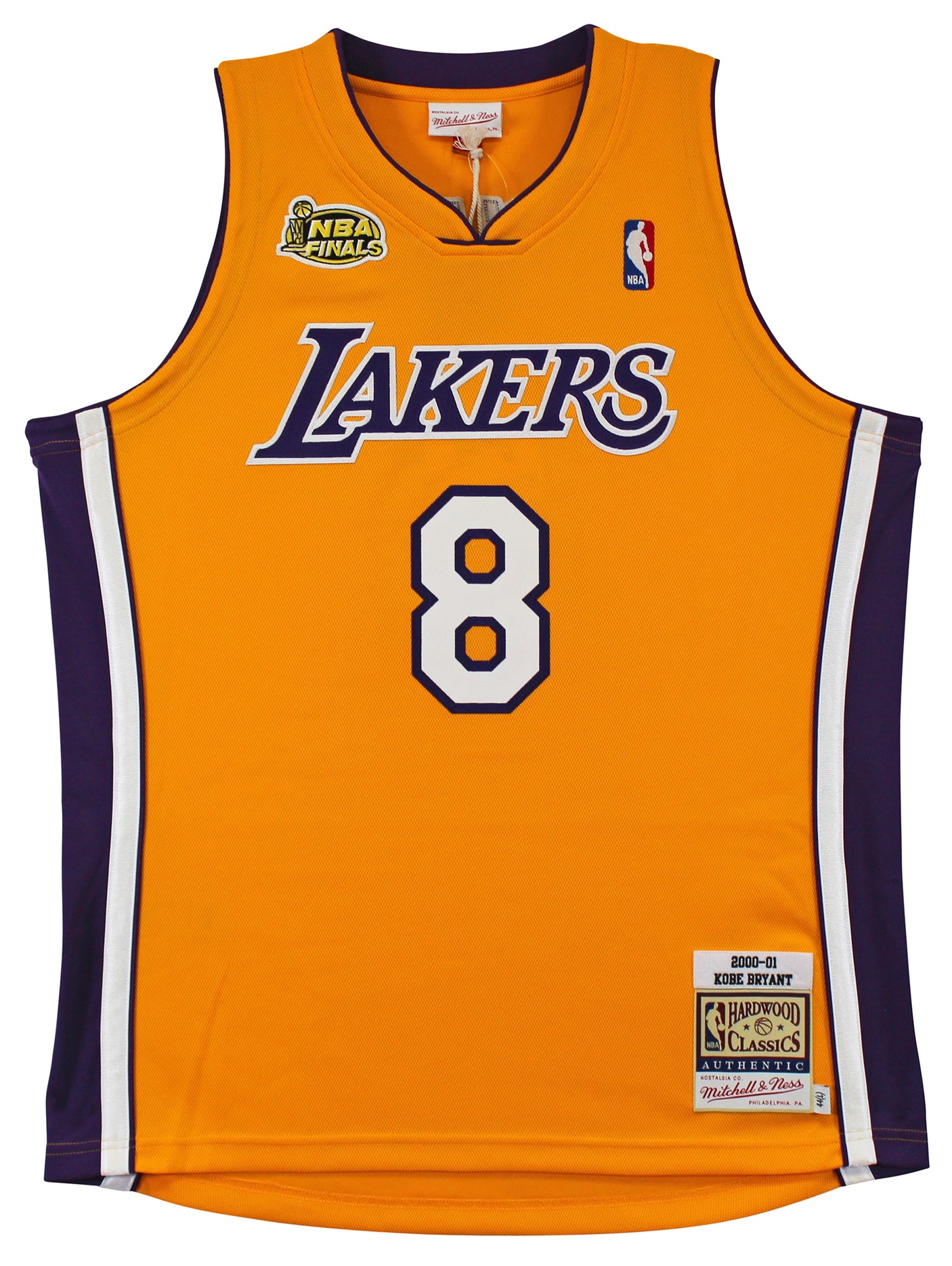 Lakers Kobe Bryant Signed Yellow M&N 2000-01 HWC Authentic Jersey PSA #B11719