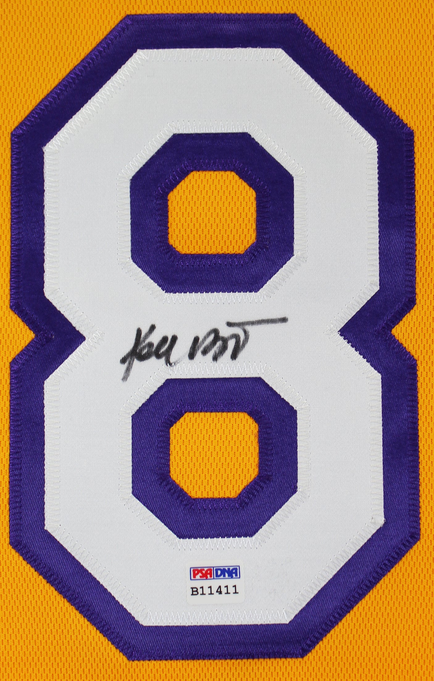Lakers Kobe Bryant Signed Yellow M&N 2000-01 HWC Authentic Framed Jersey PSA/DNA
