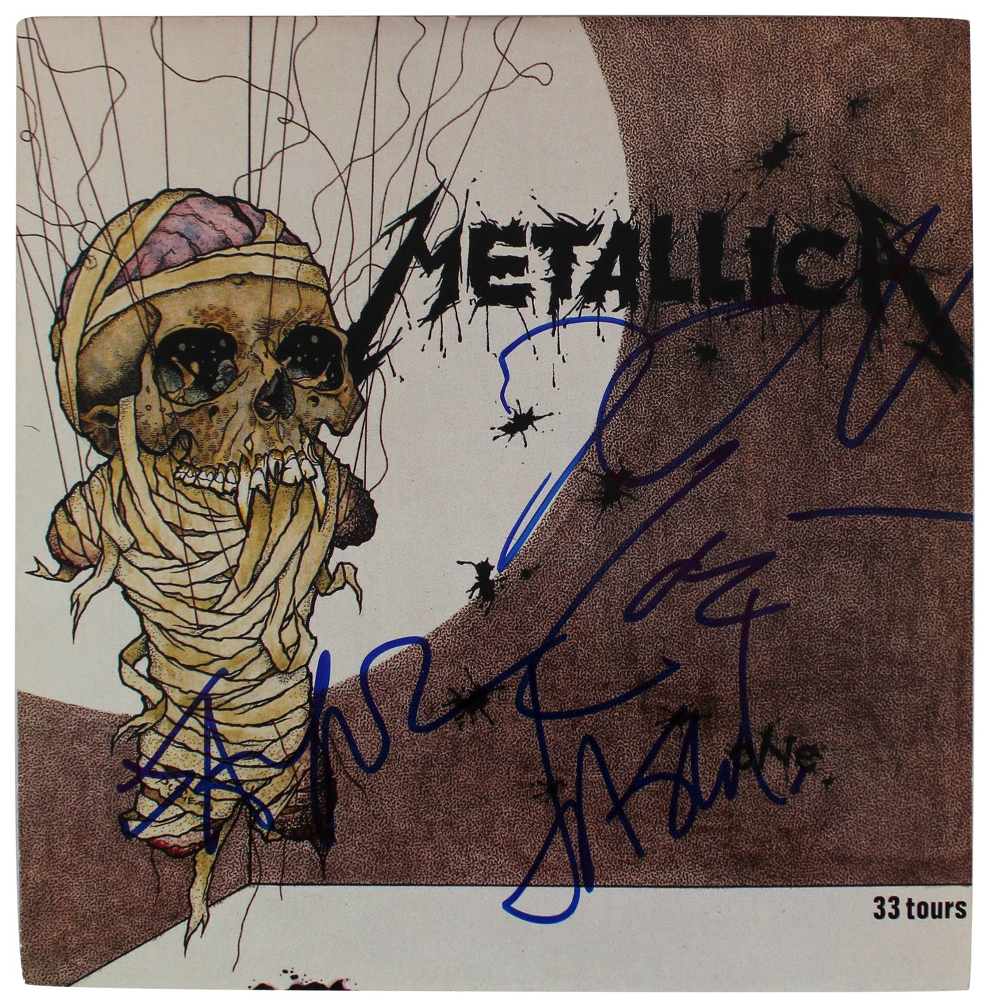 Metallica (4) Hetfield, Ulrich, Hammett +1 Signed One 45 RPM Album Cover BAS