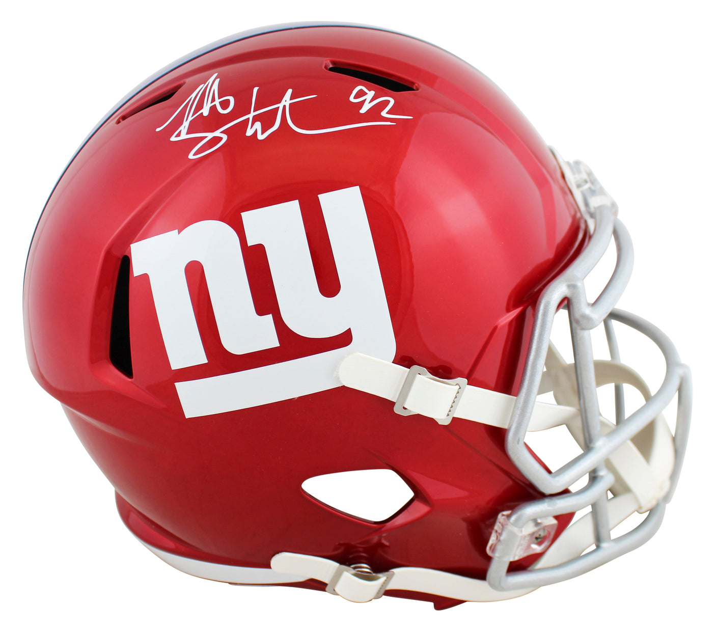 Giants Michael Strahan Signed Flash Full Size Speed Rep Helmet w/ Case BAS Wit
