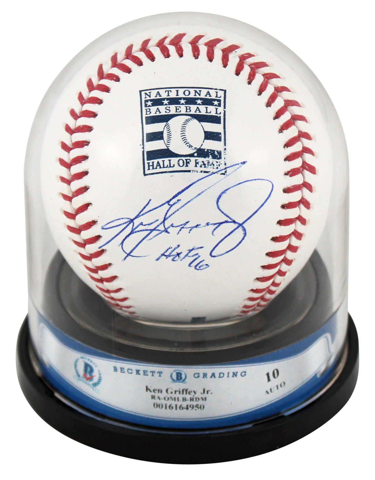 Mariners Ken Griffey Jr. "HOF 16" Signed HOF Logo Oml Baseball Auto 10! BAS 2