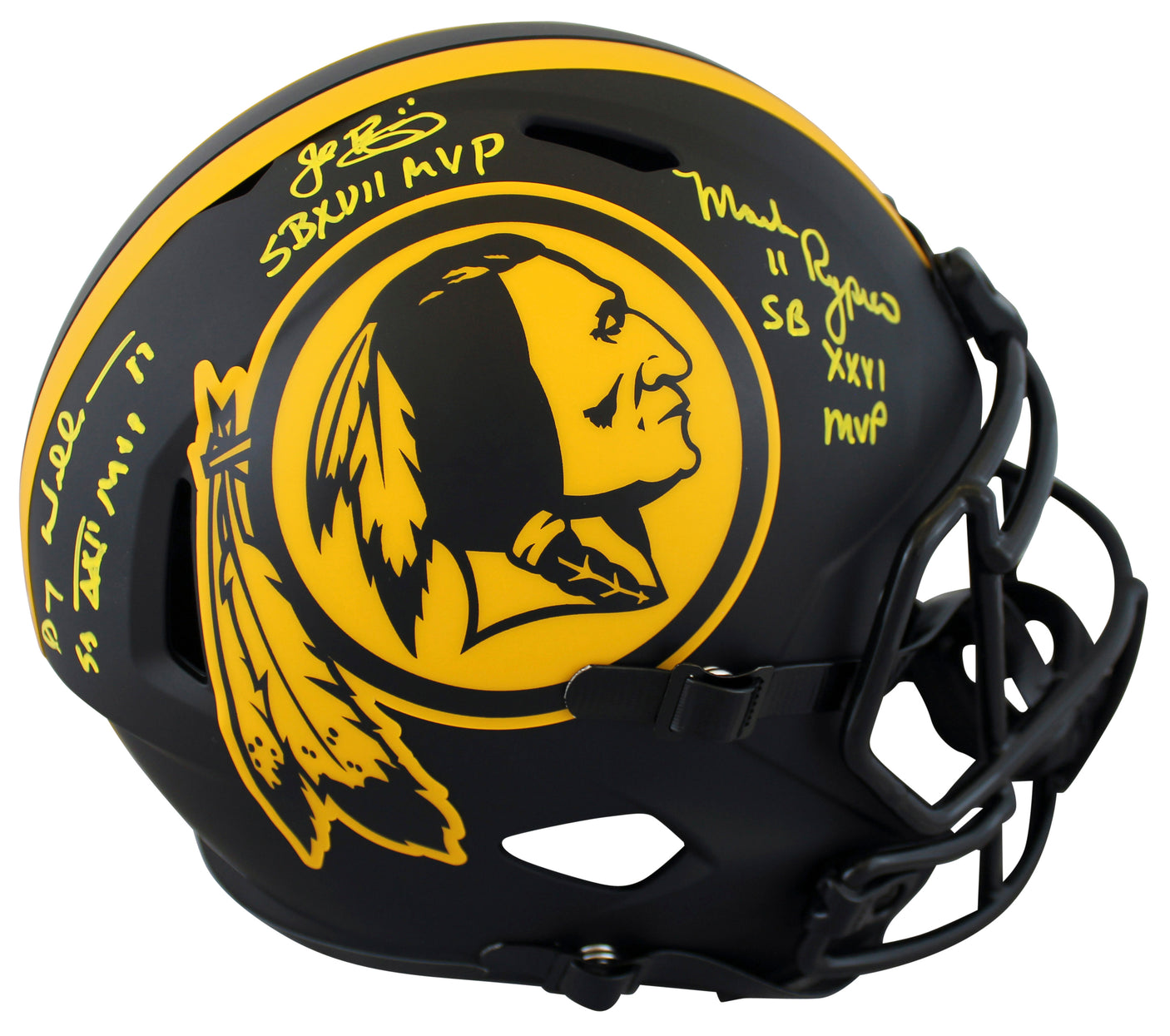 WFT SB MVPs Williams, Rypien & Riggins Signed Eclipse F/S Speed Rep Helmet BAS