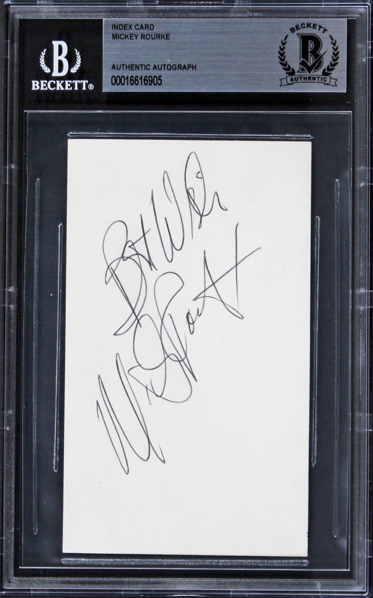 Mickey Rourke Iron Man 2 "Best Wishes" Signed 3x5 Index Card BAS Slabbed 3