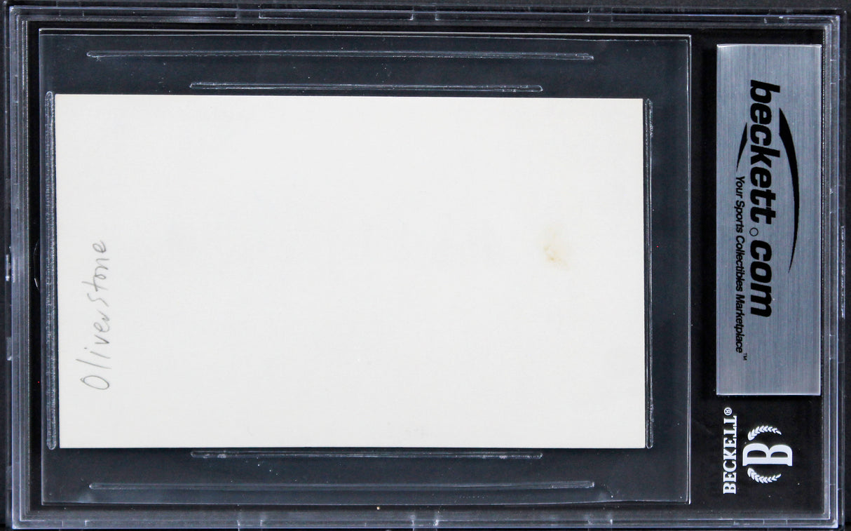 Oliver Stone Platoon Authentic Signed 3x5 Index Card Autographed BAS Slabbed 1