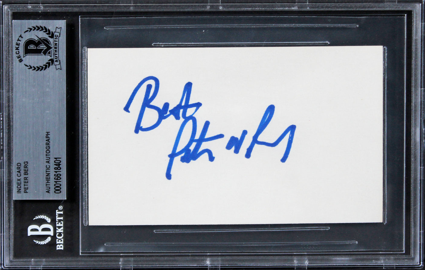 Peter Berg Patriots Day Authentic Signed 3x5 Index Card BAS Slabbed 1