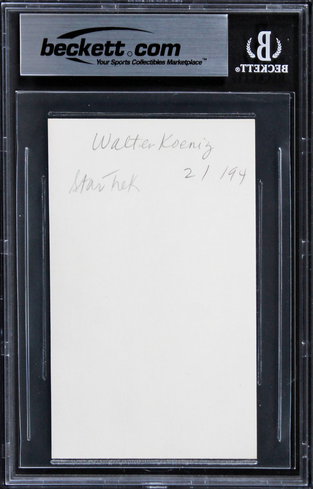Walter Koenig Star Trek The Movie Authentic Signed 3x5 Index Card BAS Slabbed 2