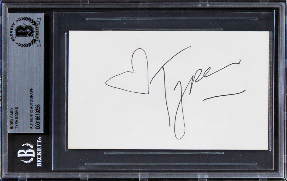 Tyra Banks America's Next Top Model Authentic Signed 3x5 Index Card BAS Slabbed