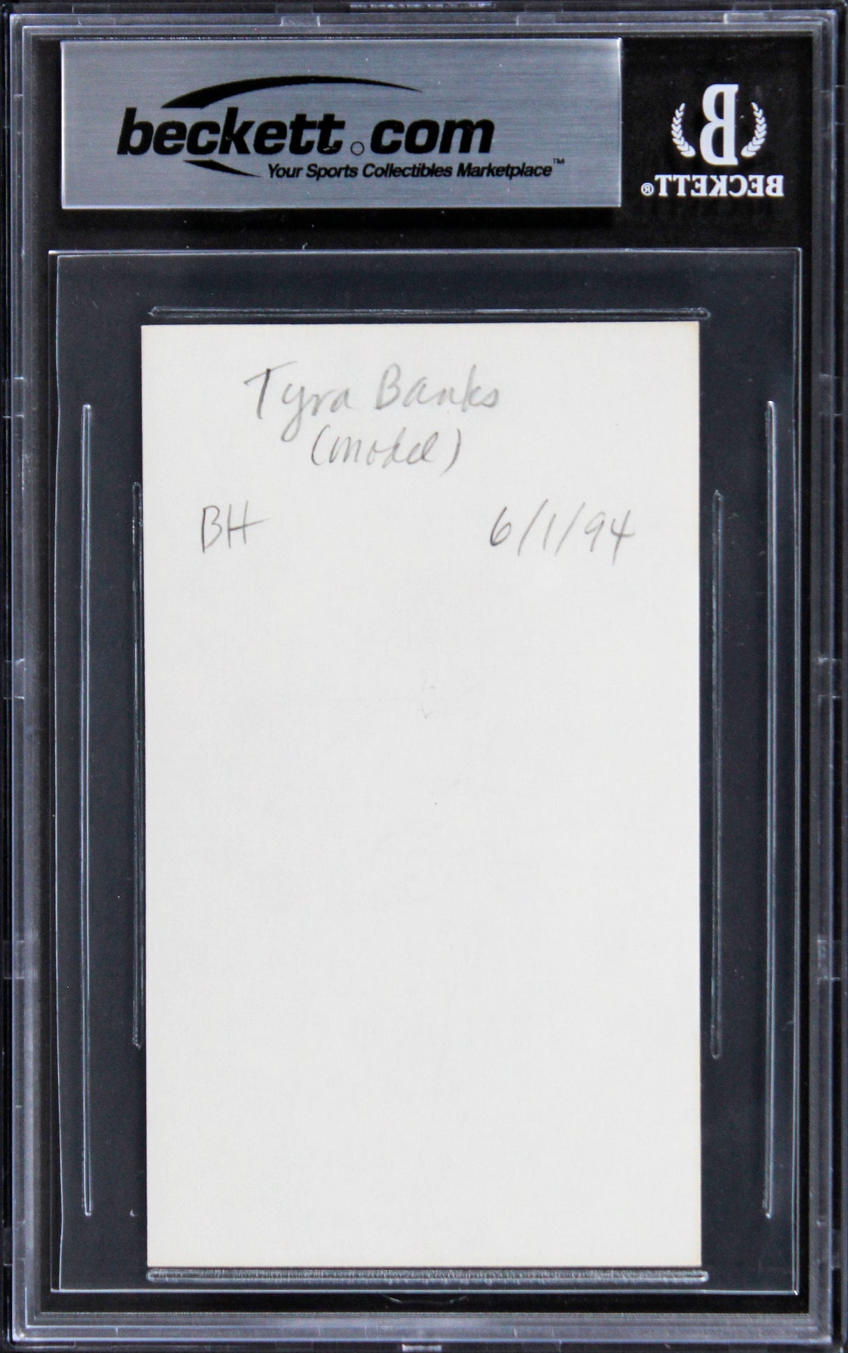Tyra Banks America's Next Top Model Authentic Signed 3x5 Index Card BAS Slabbed