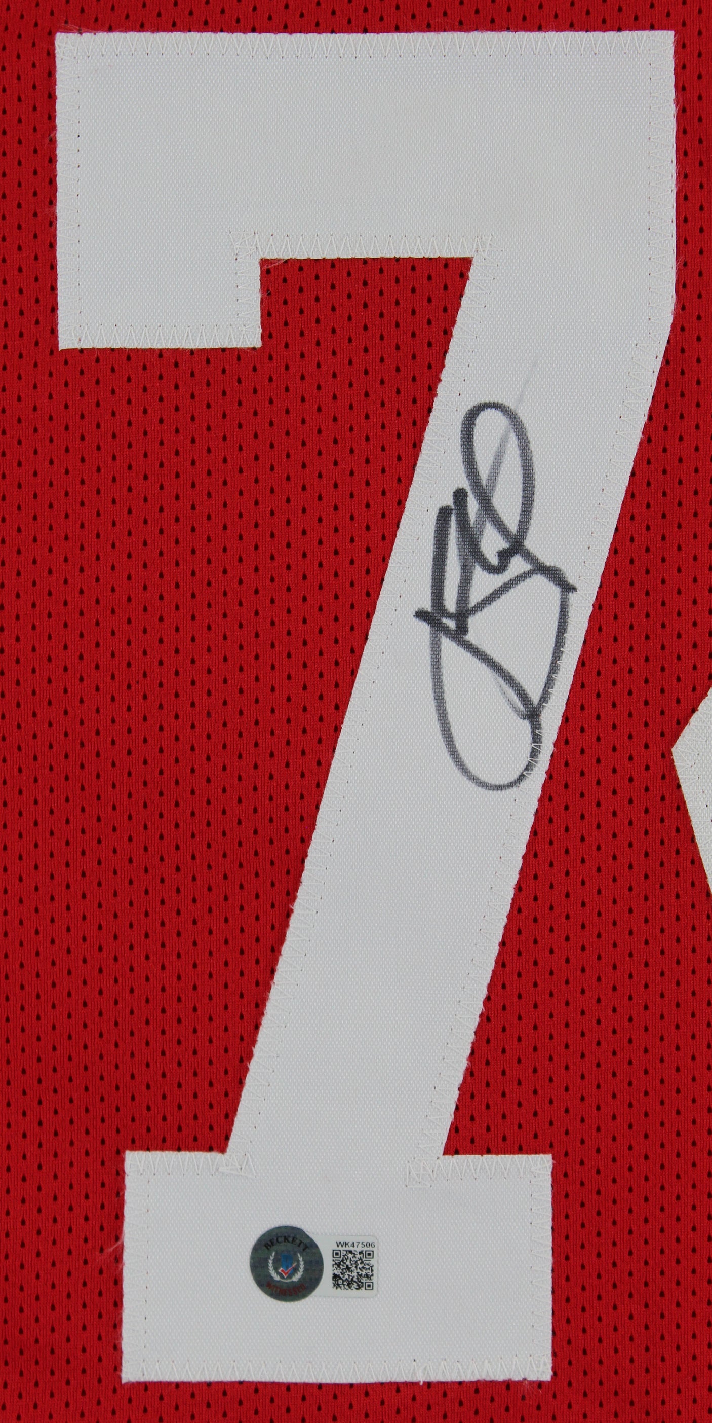 Joe Staley Authentic Signed Red Pro Style Jersey Autographed BAS Witnessed