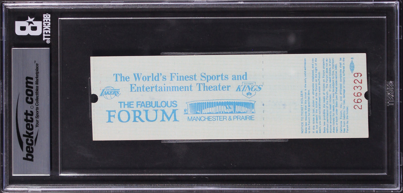 Magic Johnson 82 Finals MVP Signed 1982 Game 6 Ticket EX-MT 8 Auto 10 BAS Slab 1