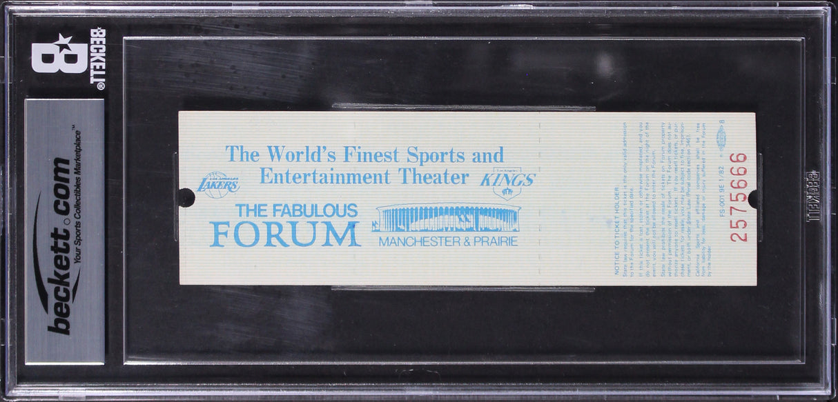 Magic Johnson 82 Finals MVP Signed 1982 Game 6 Ticket EX-MT 7 Auto 10 BAS Slab 1