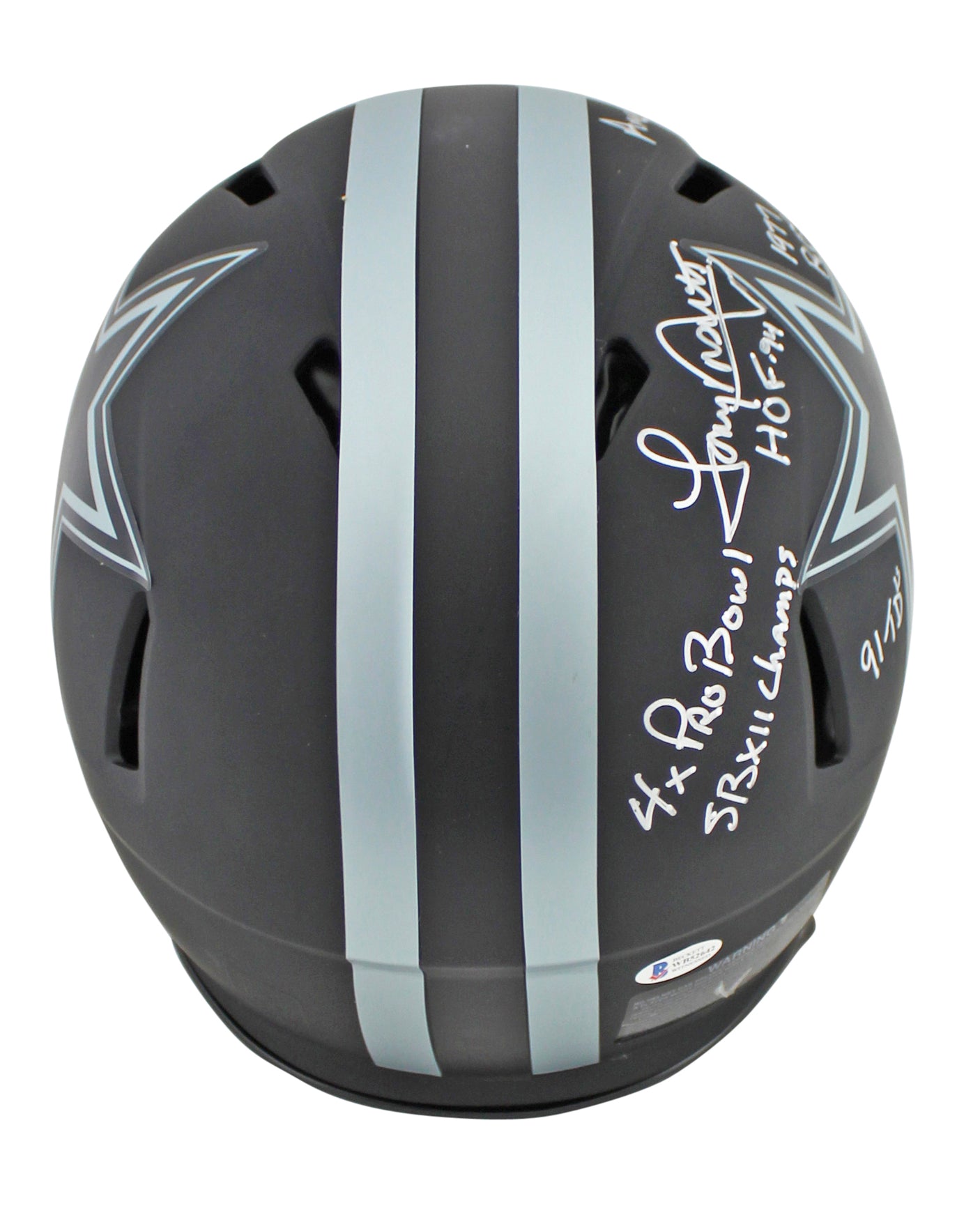 Tony Dorsett "Stat" Signed Proline Full Size Eclipse Speed Helmet Silver Sig BAS