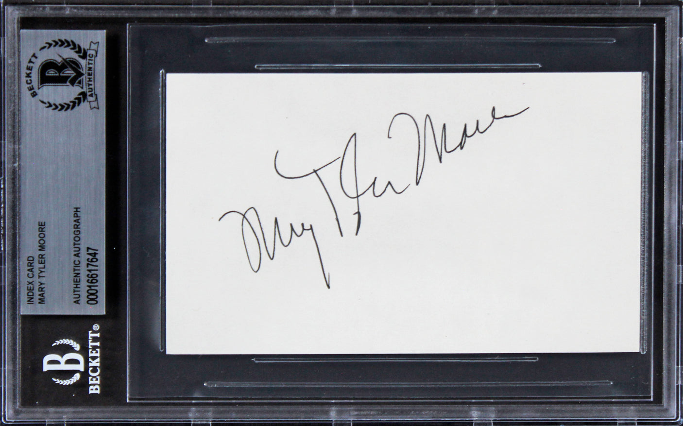 Mary Tyler Moore The Mary Tyler Moore Show Signed 3x5 Index Card BAS Slabbed