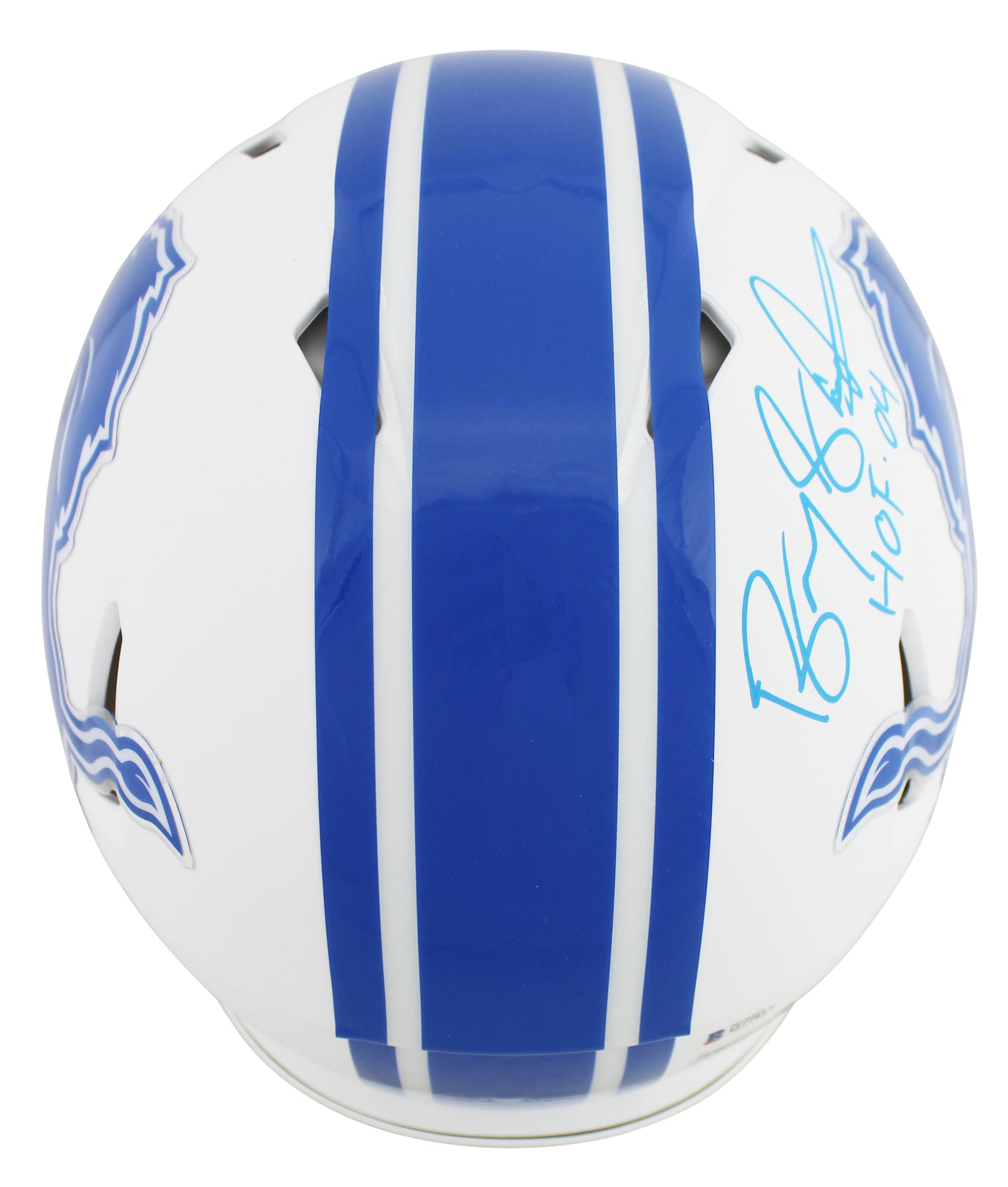 Lions Barry Sanders "2x Insc" Signed Flat White Proline F/S Speed Helmet BAS