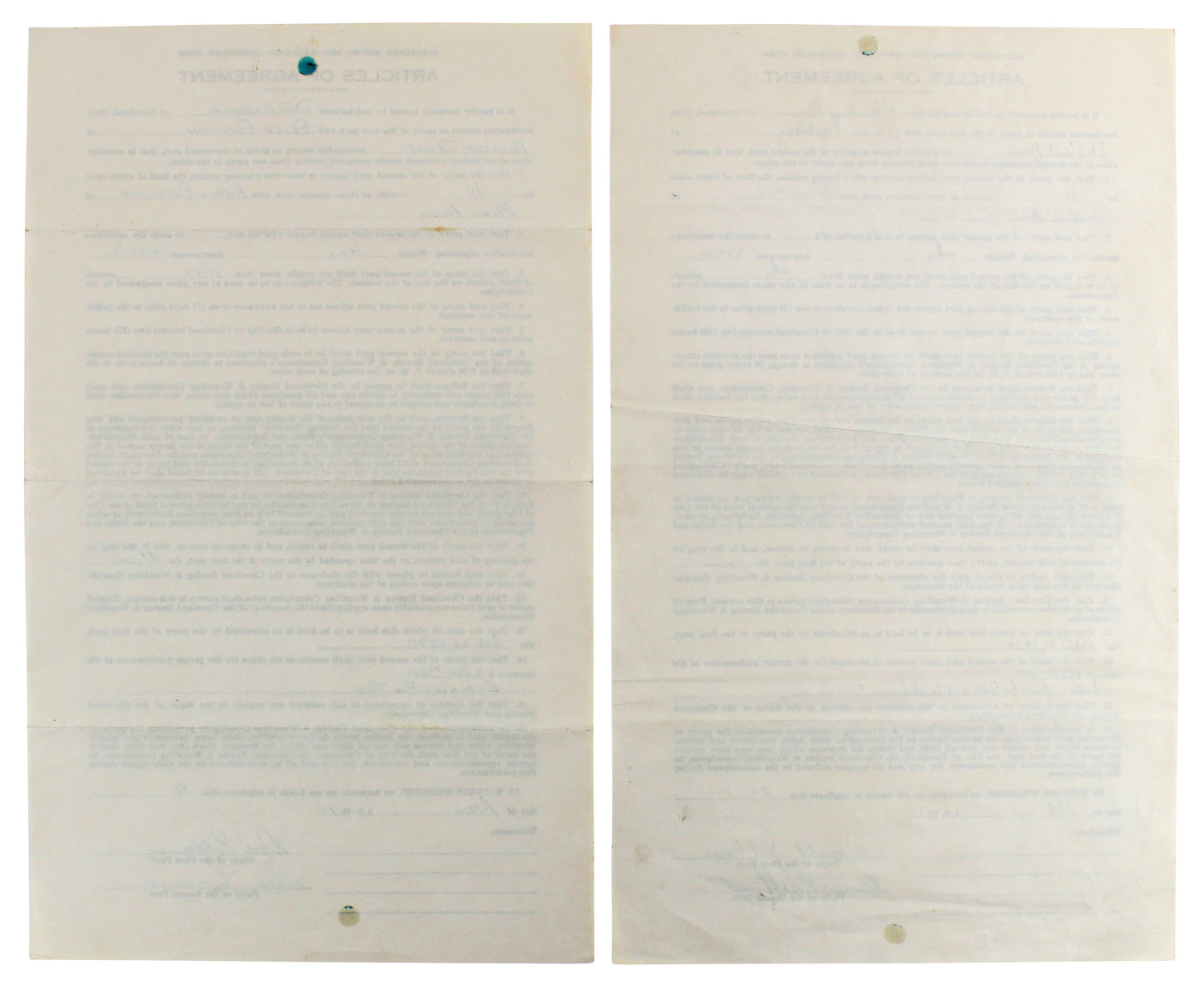 George Foreman & Aaron Eastling Signed 8.5x14 1970 2 Page Fight Contract BAS