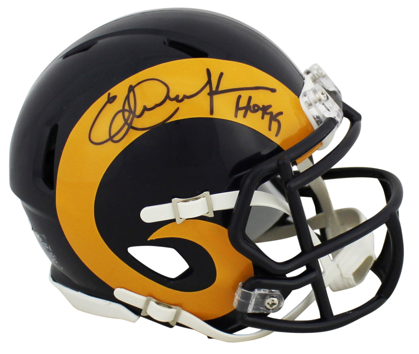 Rams Eric Dickerson "HOF 99" Signed Speed Mini Helmet W/ Case BAS Witnessed