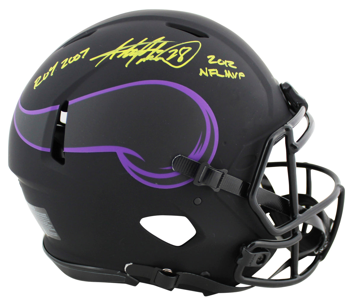 Adrian Peterson Autographed/Dual Inscribed Minnesota Vikings Eclipse Speed Authentic Helmet Beckett Witnessed