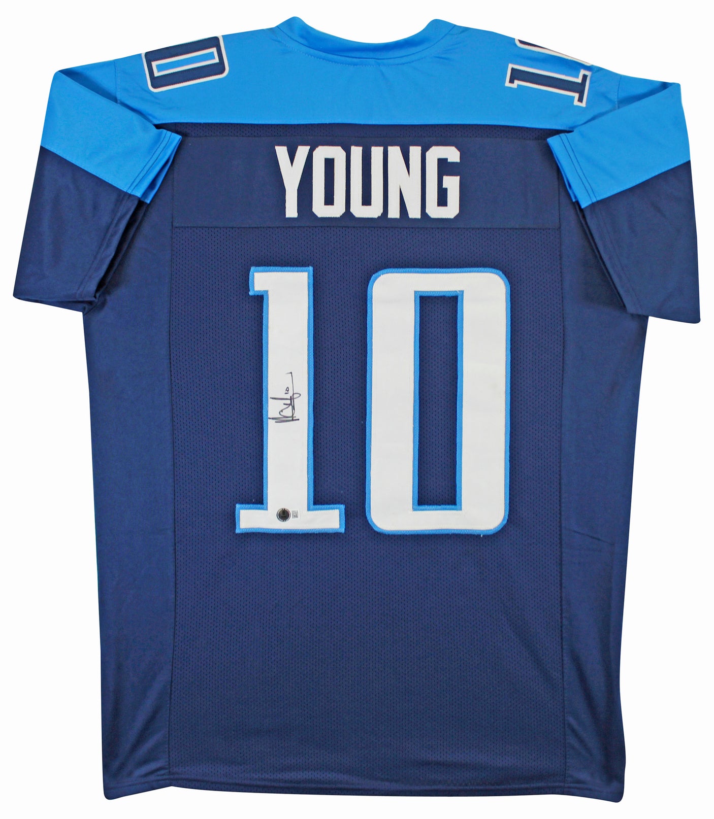 Vince Young Authentic Signed Blue Pro Style Jersey Autographed BAS Witnessed