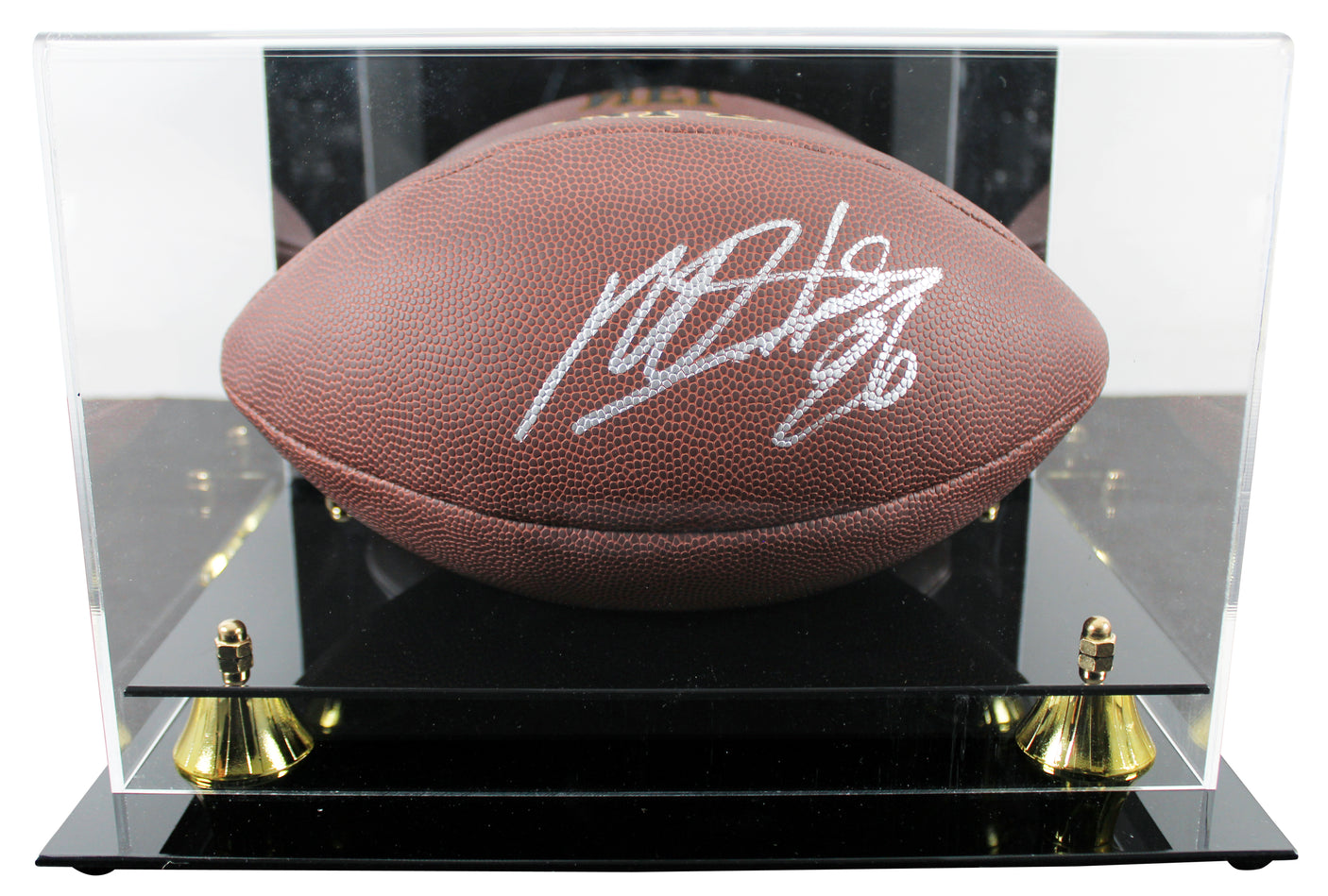 Panthers Miles Sanders Signed Wilson Super Grip Football W/ Case BAS Witnessed