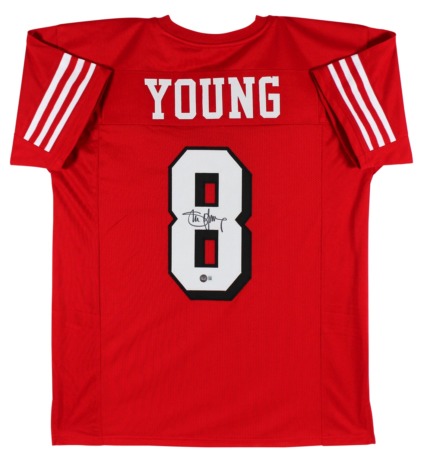 Steve Young Authentic Signed Red Pro Style Jersey w/ Dropshadow BAS