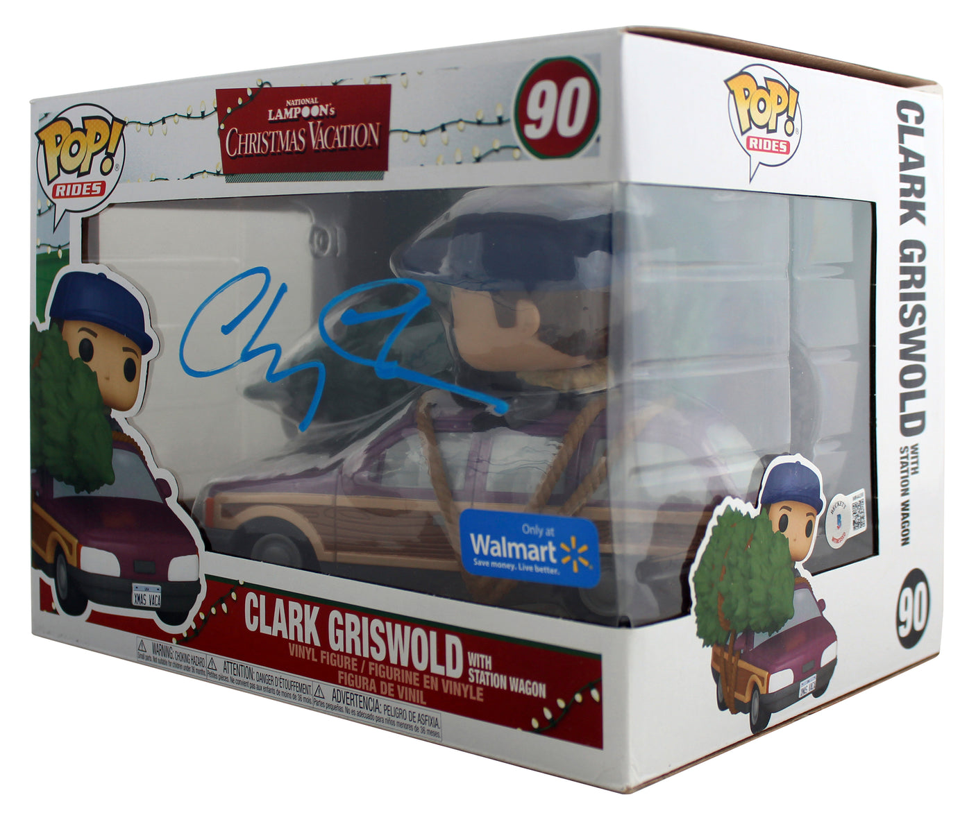 Chevy Chase Christmas Vacation Signed #90 Funko Pop Vinyl Figure w/ Blue Sig BAS