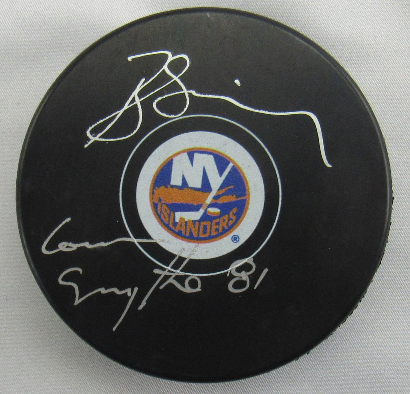 Butch Goring Signed Auto Islanders Puck w/ Insc Steiner COA