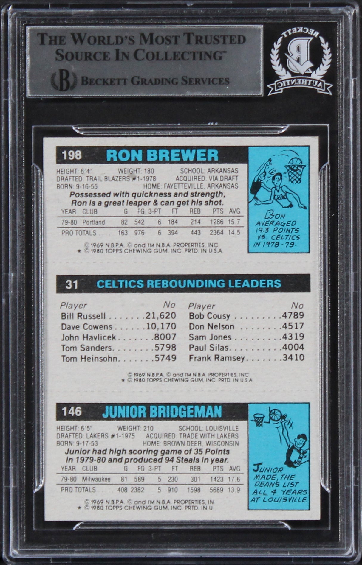 Celtics Larry Bird Authentic Signed 1980 Topps #49 Card BAS Slabbed 1