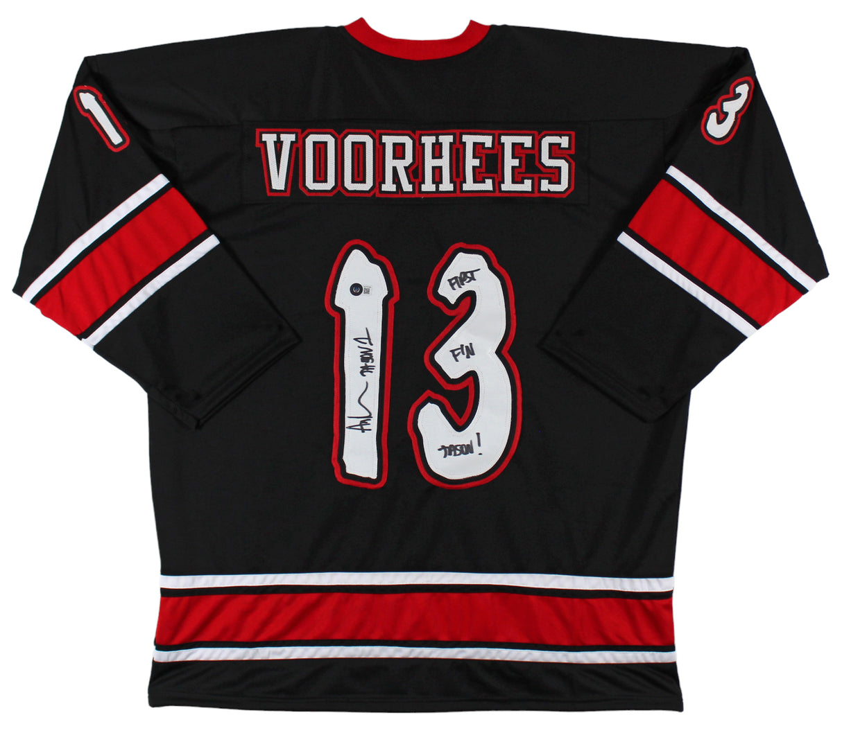 Ari Lehman Friday The 13th "First F'N Jason!" Signed Black Hockey Jersey BAS Wit