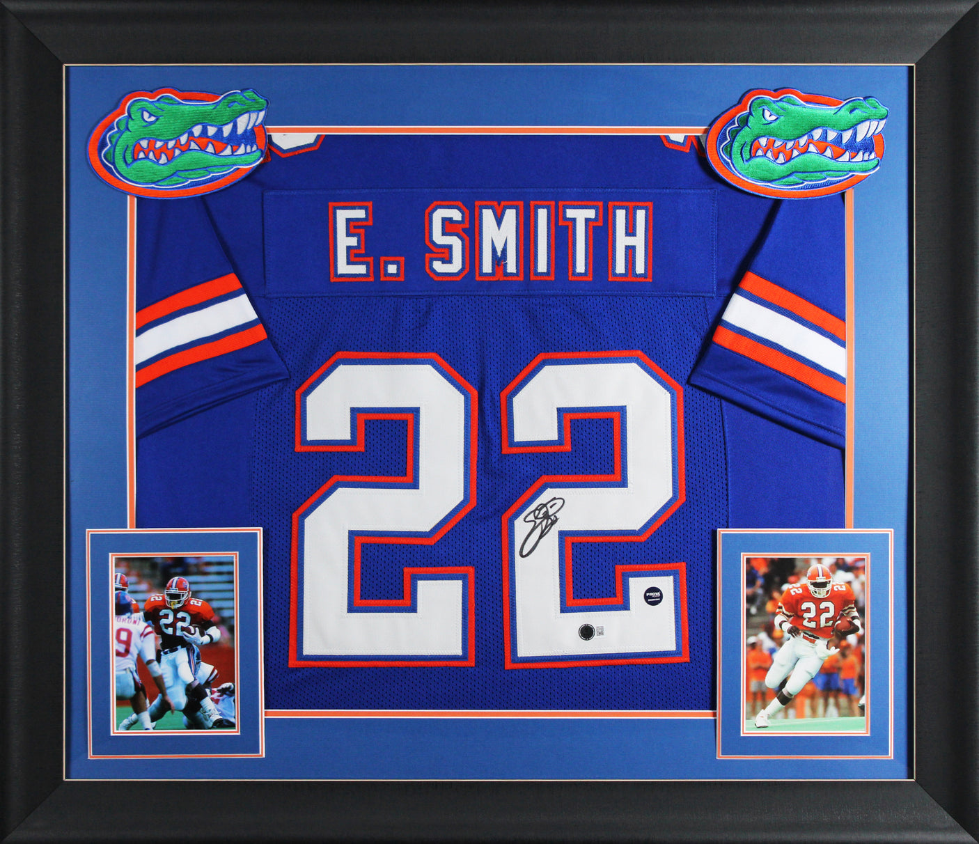 Florida Emmitt Smith Authentic Signed Blue Pro Style Framed Jersey BAS Witnessed
