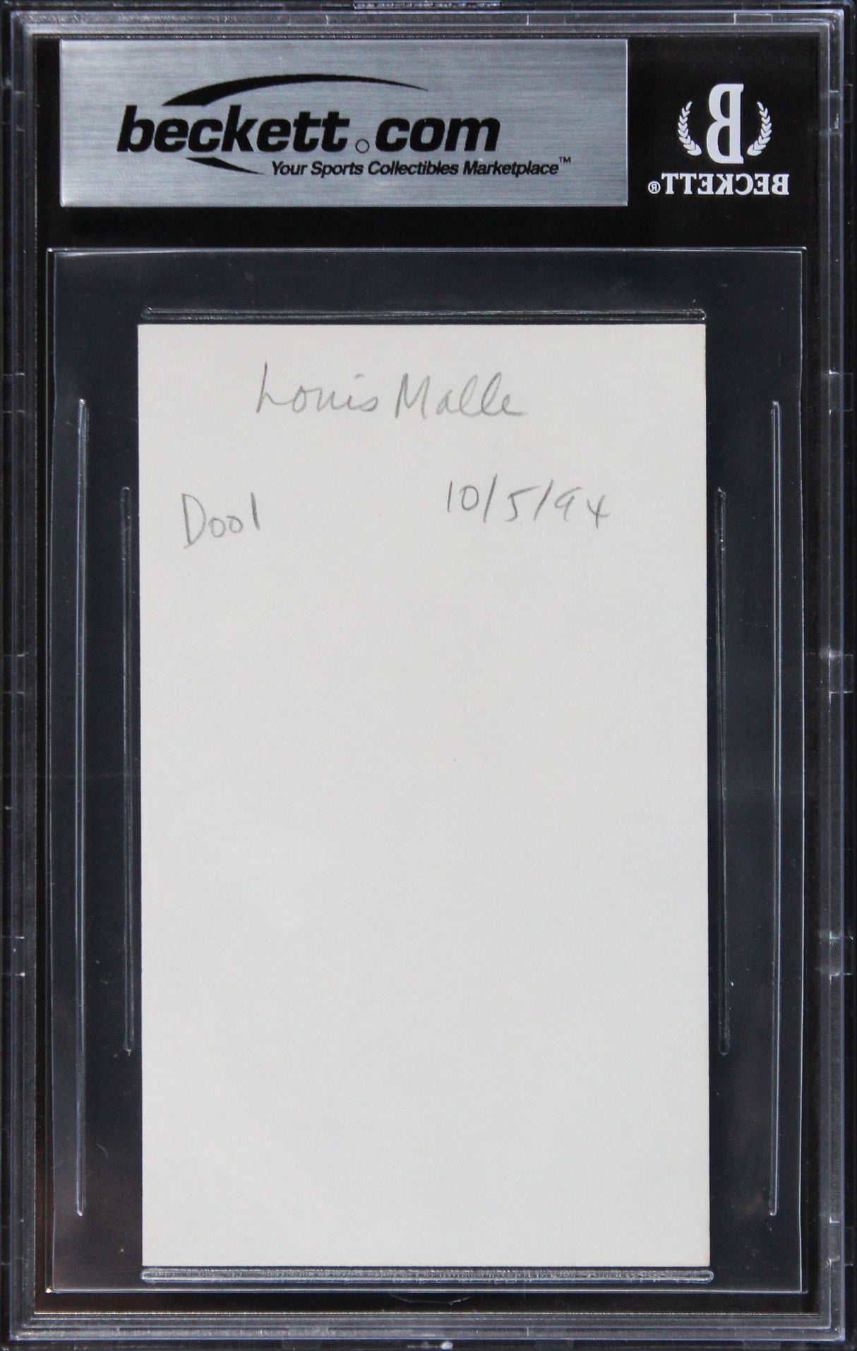 Louis Malle Goodbye, Children Authentic Signed 3x5 Index Card BAS Slabbed 2